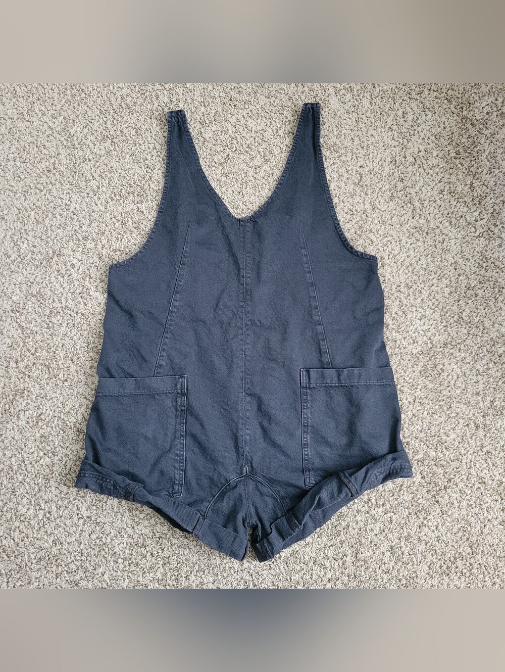 We The Free People High Roller Shortalls Overalls Shorts Black Gray Large - Picture 3 of 9